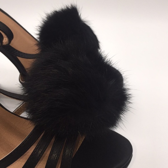 Qupid Woman’s Beat-58X Black Platform Chunky Heels Rabbit Fur Size 7 - Picture 12 of 14